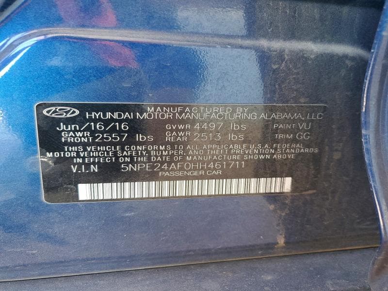 2017 HYUNDAI SONATA SE 12