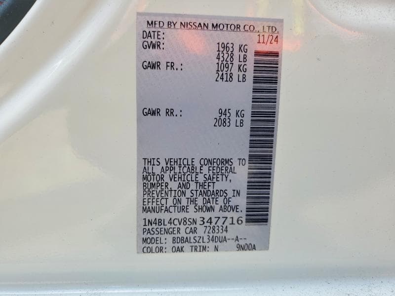 2025 NISSAN ALTIMA SR 12