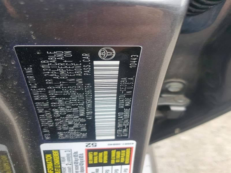 2019 TOYOTA CAMRY XLE XLE 13