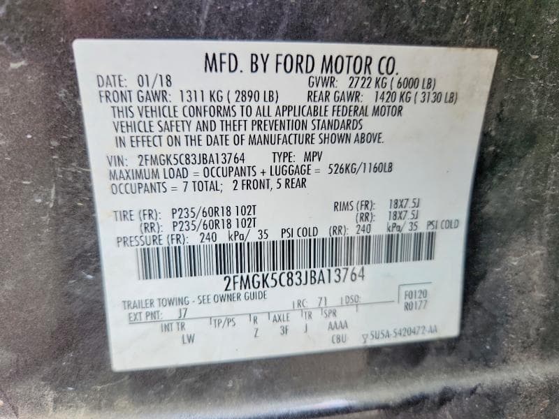 2018 FORD FLEX SEL 14