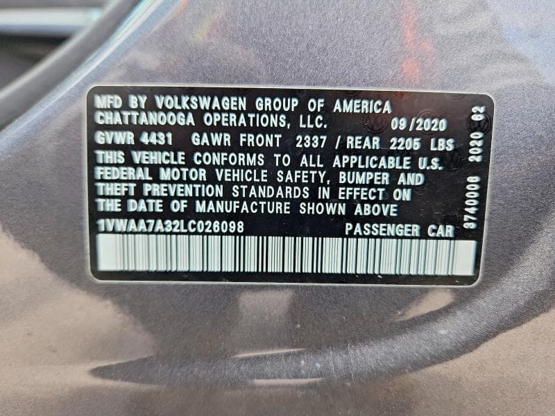 2020 VOLKSWAGEN PASSAT S S 13