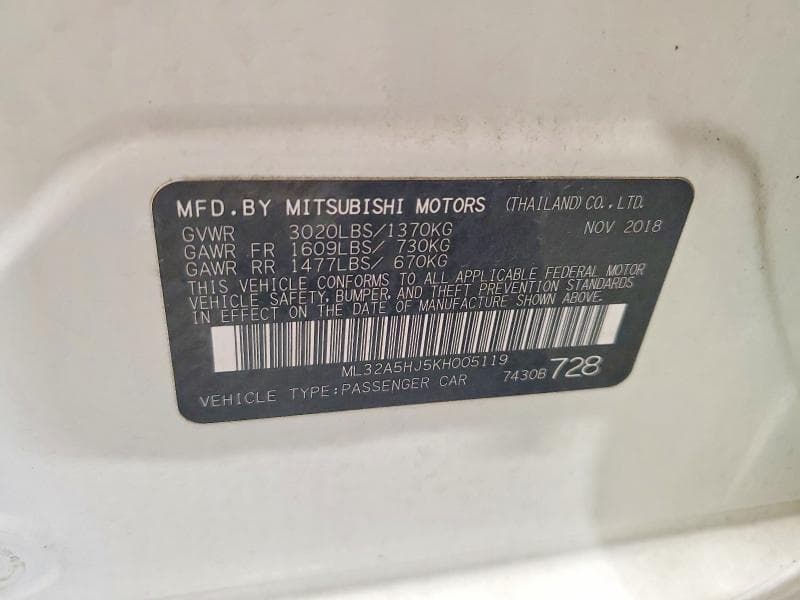 2019 MITSUBISHI MIRAGE LE LE 12