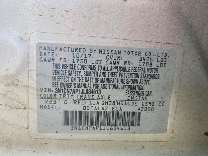 2018 NISSAN VERSA S PLUS 12