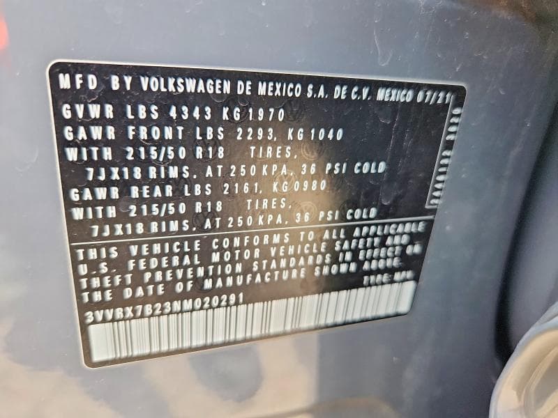 2022 VOLKSWAGEN TAOS SE SE 12