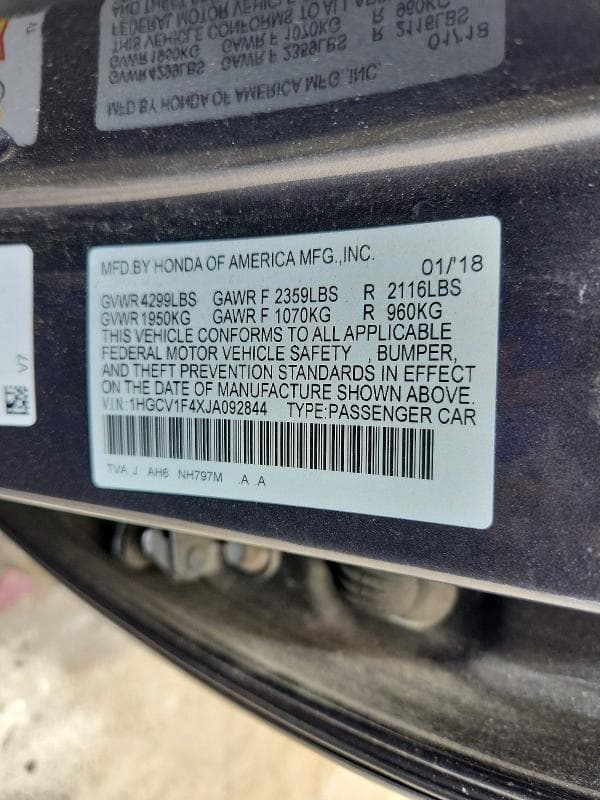 2018 HONDA ACCORD EX 13