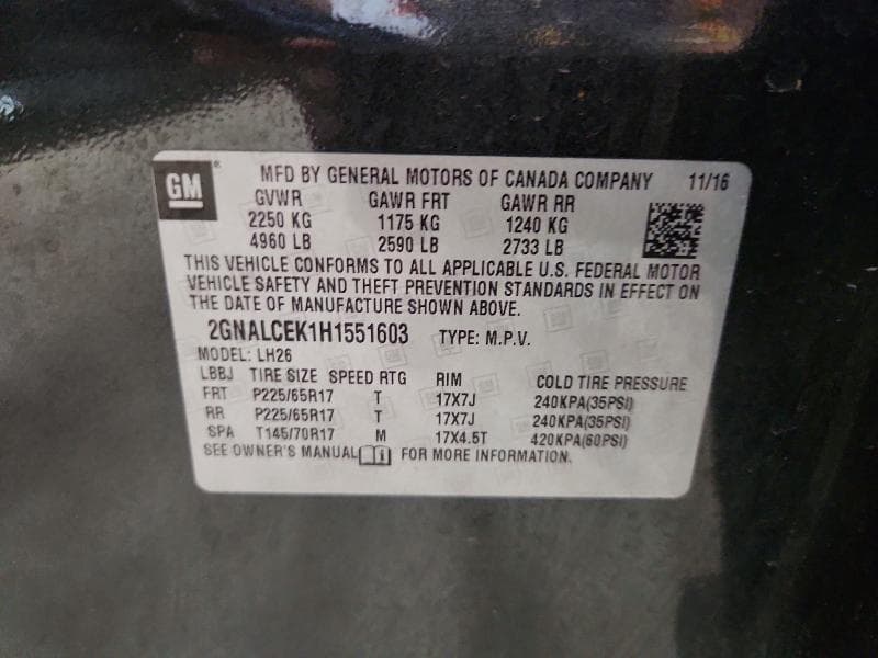 2017 CHEVROLET EQUINOX LT 13