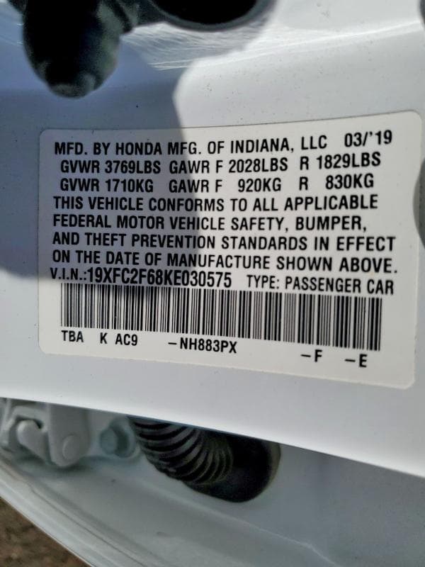 2019 HONDA CIVIC LX 12