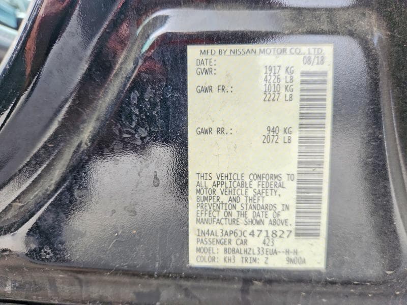 2018 NISSAN ALTIMA 2.5 SR 12