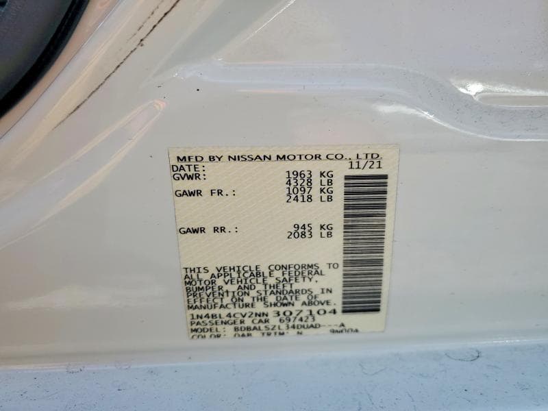2022 NISSAN ALTIMA SR 13