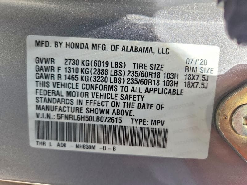 2020 HONDA ODYSSEY EX 14