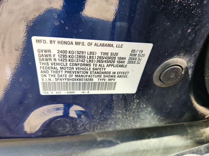 2019 HONDA PASSPORT ELITE ELITE 13