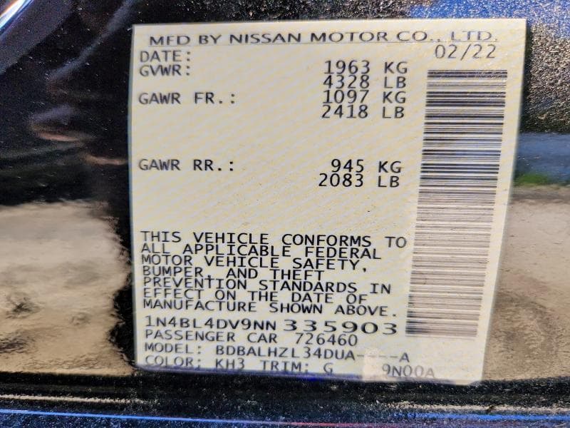 2022 NISSAN ALTIMA SV 12