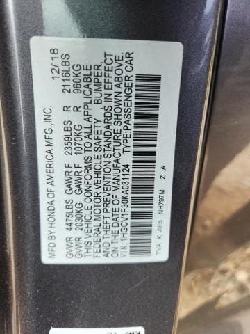 2019 HONDA ACCORD SPORT SPORT 12