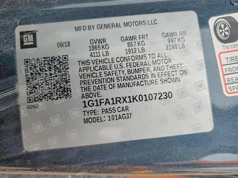 2019 CHEVROLET CAMARO LS LS 12
