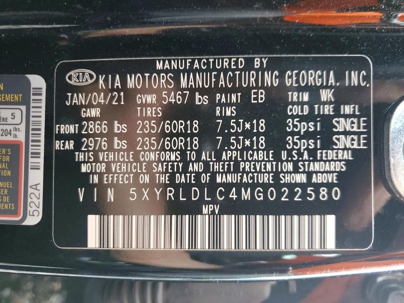 2021 KIA SORENTO S S 14