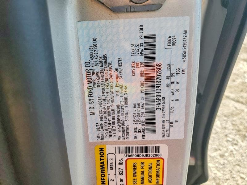 2018 FORD FUSION SE 12