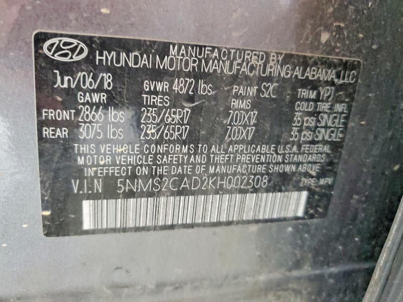 2019 HYUNDAI SANTA FE SE SE 13