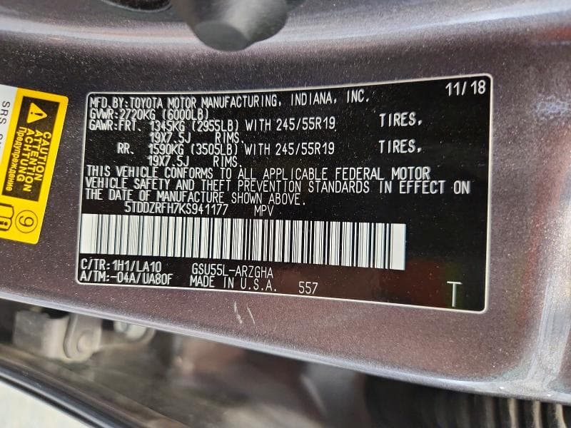 2019 TOYOTA HIGHLANDER LIMITED PLATINUM LIMITED PLATINUM 13