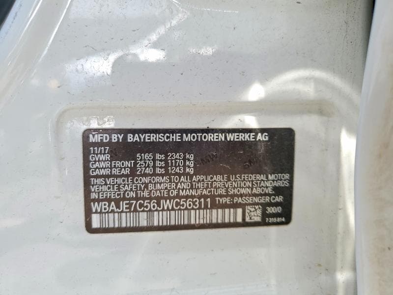 2018 BMW 540 XI XI 12