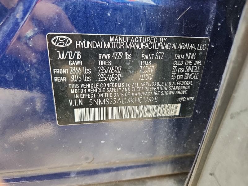 2019 HYUNDAI SANTA FE SE SE 14