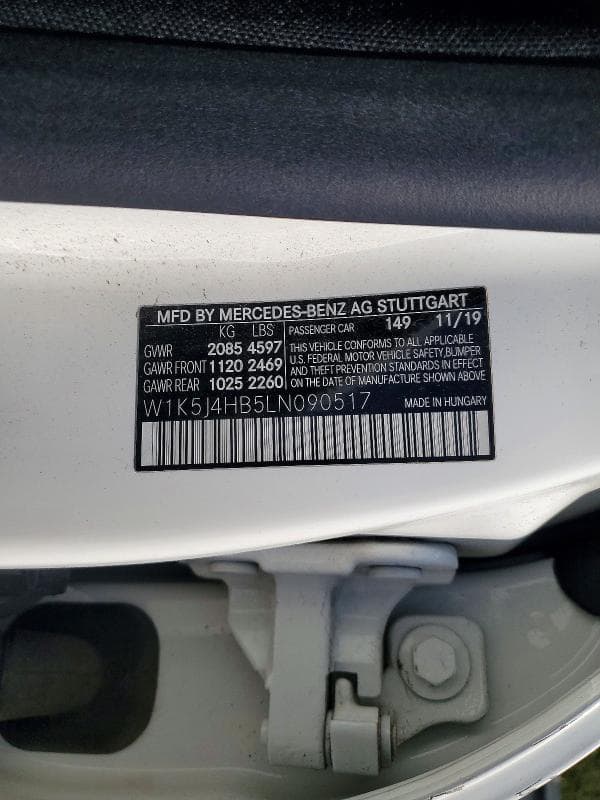 2020 MERCEDES-BENZ CLA 250 4MATIC 250 4MATIC 12
