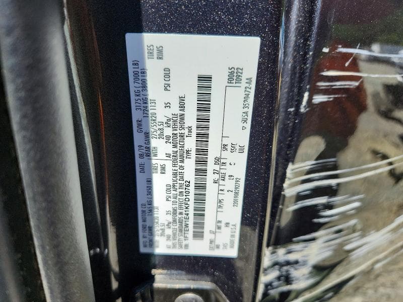 2019 FORD F150 SUPERCREW 12