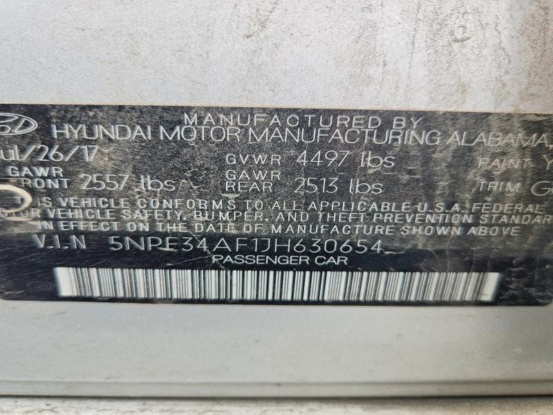 2018 HYUNDAI SONATA SEL SEL 12