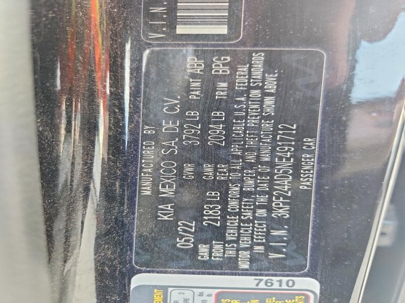 2022 KIA FORTE LXS LXS 12