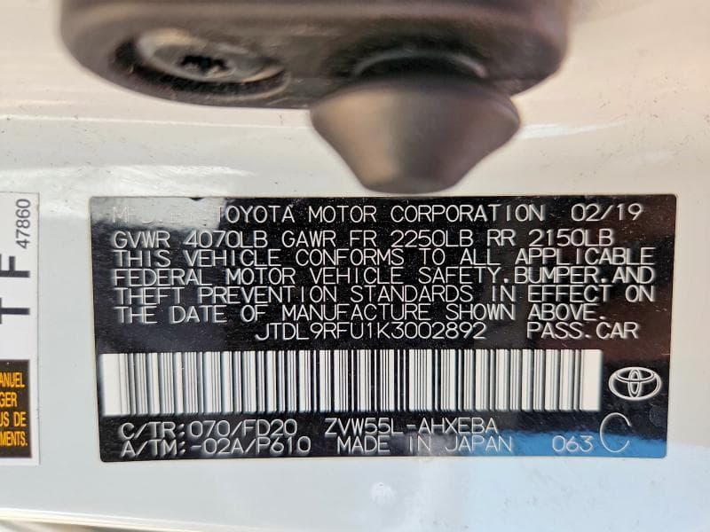 2019 TOYOTA PRIUS LE AWD-E LE AWD-E 12
