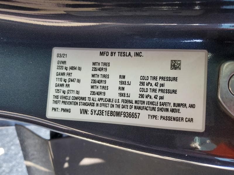 2021 TESLA MODEL 3 12