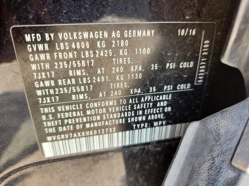 2017 VOLKSWAGEN TIGUAN WOLFSBURG 12