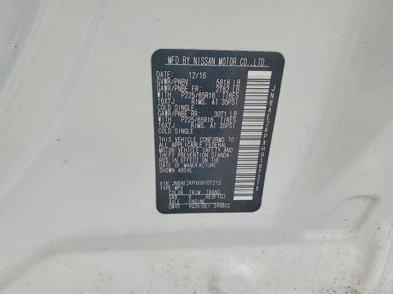 2017 NISSAN QUEST SV 13