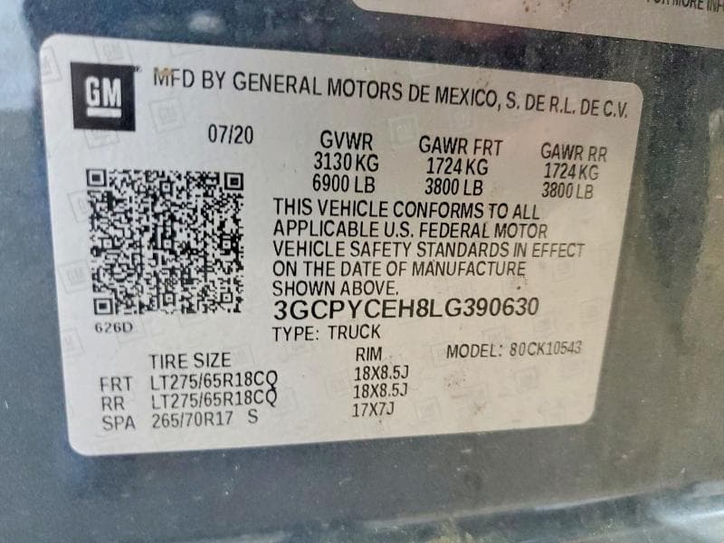 2020 CHEVROLET SILVERADO K1500 TRAIL BOSS CUSTOM K1500 TRAIL BOSS CUSTOM 12