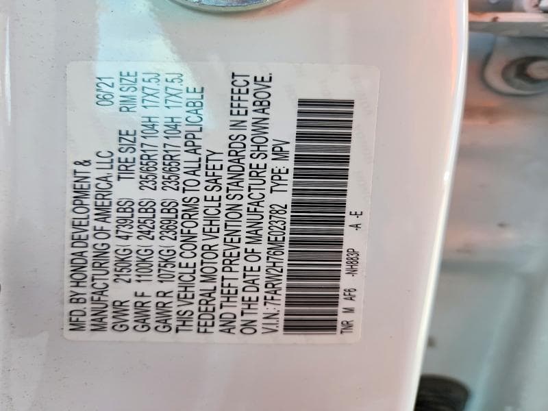 2021 HONDA CR-V SE 14