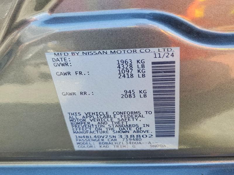 2025 NISSAN ALTIMA SV 12