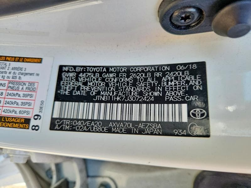 2018 TOYOTA CAMRY SE 12