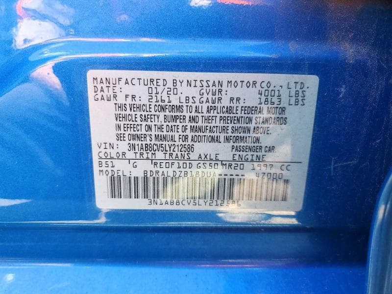 2020 NISSAN SENTRA SV SV 12