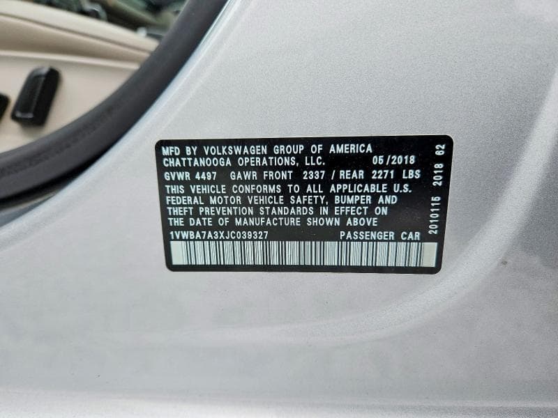 2018 VOLKSWAGEN PASSAT 12