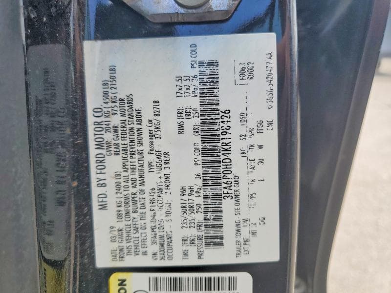 2019 FORD FUSION SE 12