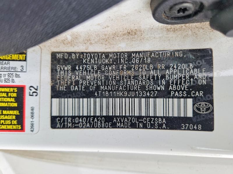 2018 TOYOTA CAMRY SE 13