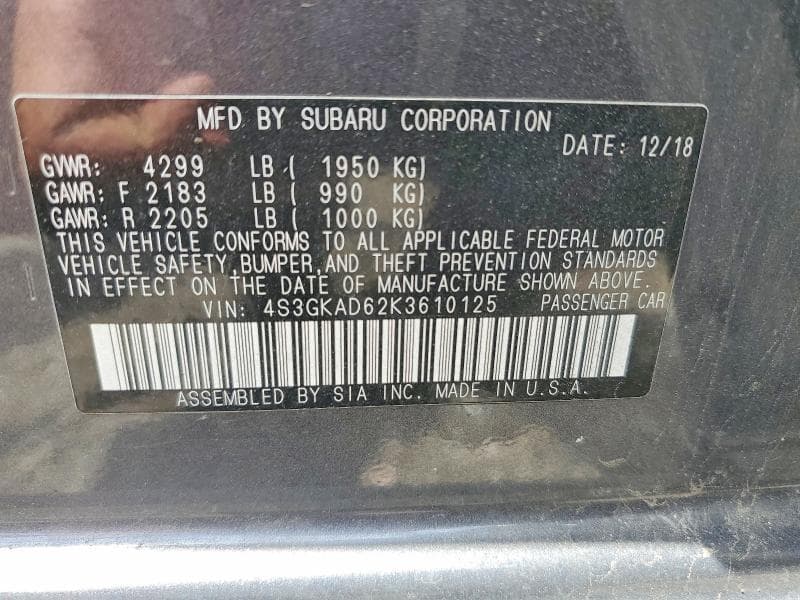2019 SUBARU IMPREZA PREMIUM PREMIUM 12