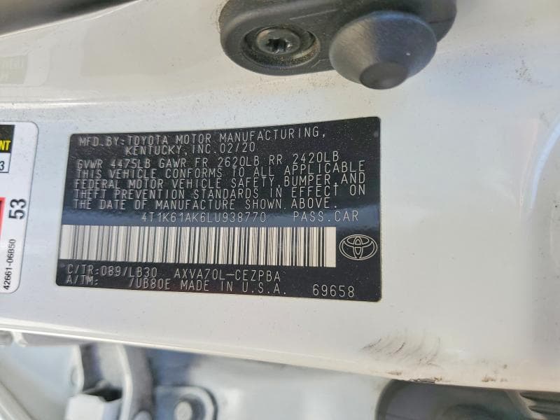 2020 TOYOTA CAMRY XSE 12
