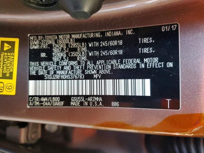 2017 TOYOTA HIGHLANDER XLE XLE 14