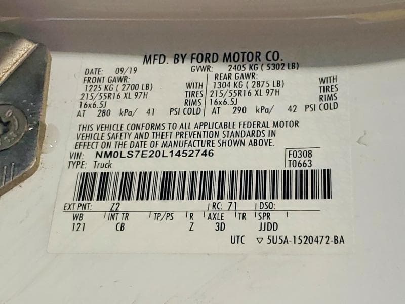 2020 FORD TRANSIT CO - DELIVERY VAN 14