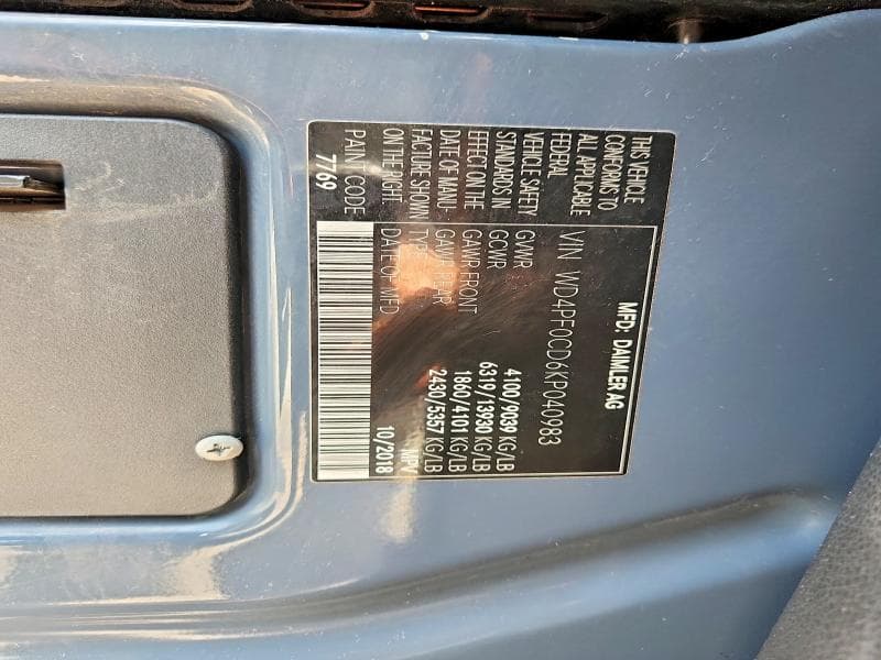 2019 MERCEDES-BENZ SPRINTER 2500/3500 DELIVERY VAN 2500/3500 12