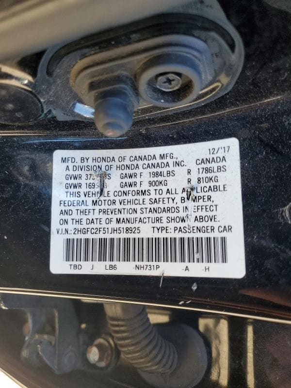 2018 HONDA CIVIC LX LX 12