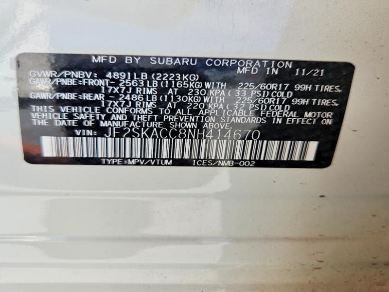 2022 SUBARU FORESTER 14