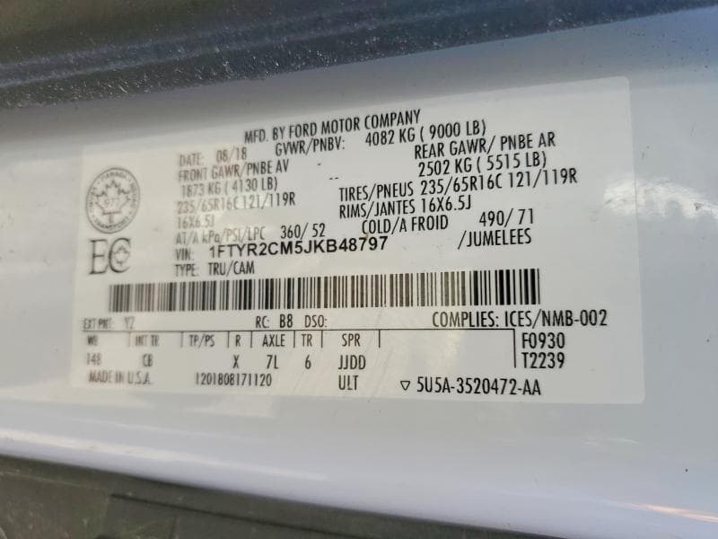 2018 FORD TRANSIT T-250 12