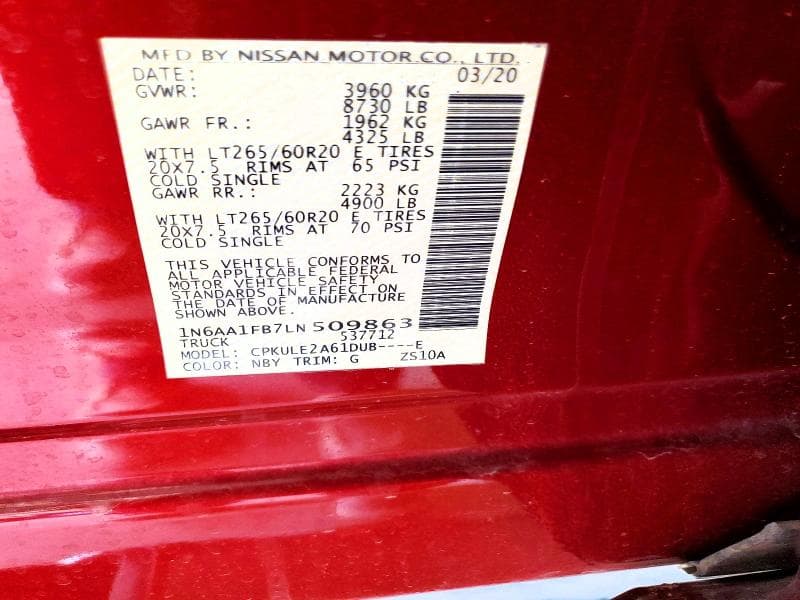 2020 NISSAN TITAN XD SL SL 12