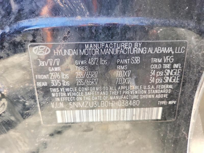 2017 HYUNDAI SANTA FE SPORT 2.4L 13